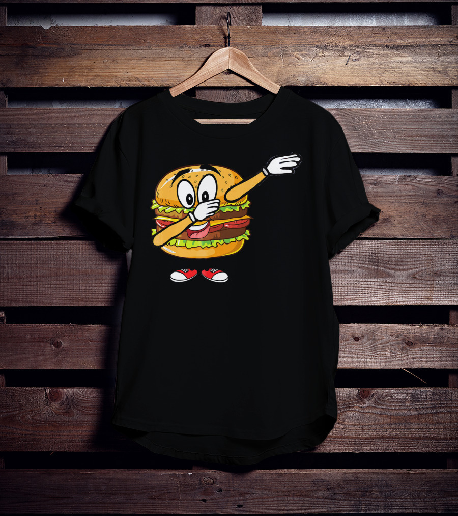 Dabbing Cheeseburger Funny Hamburger Comic Pose T-Shirt