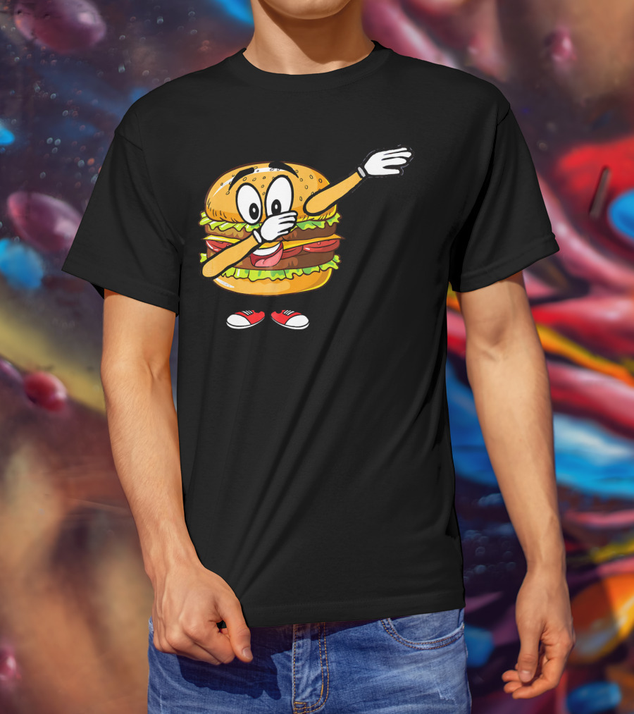 Dabbing Cheeseburger Funny Hamburger Comic Pose T-Shirt