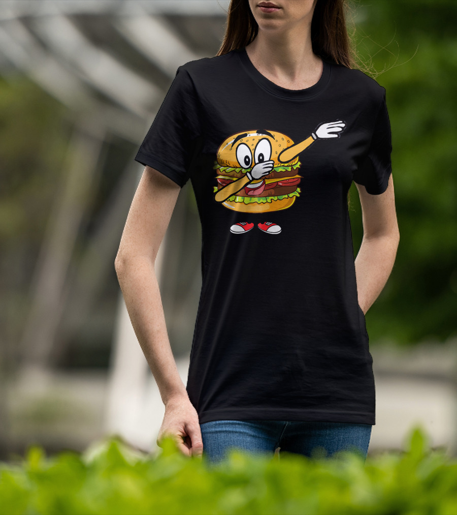 Dabbing Cheeseburger Funny Hamburger Comic Pose T-Shirt