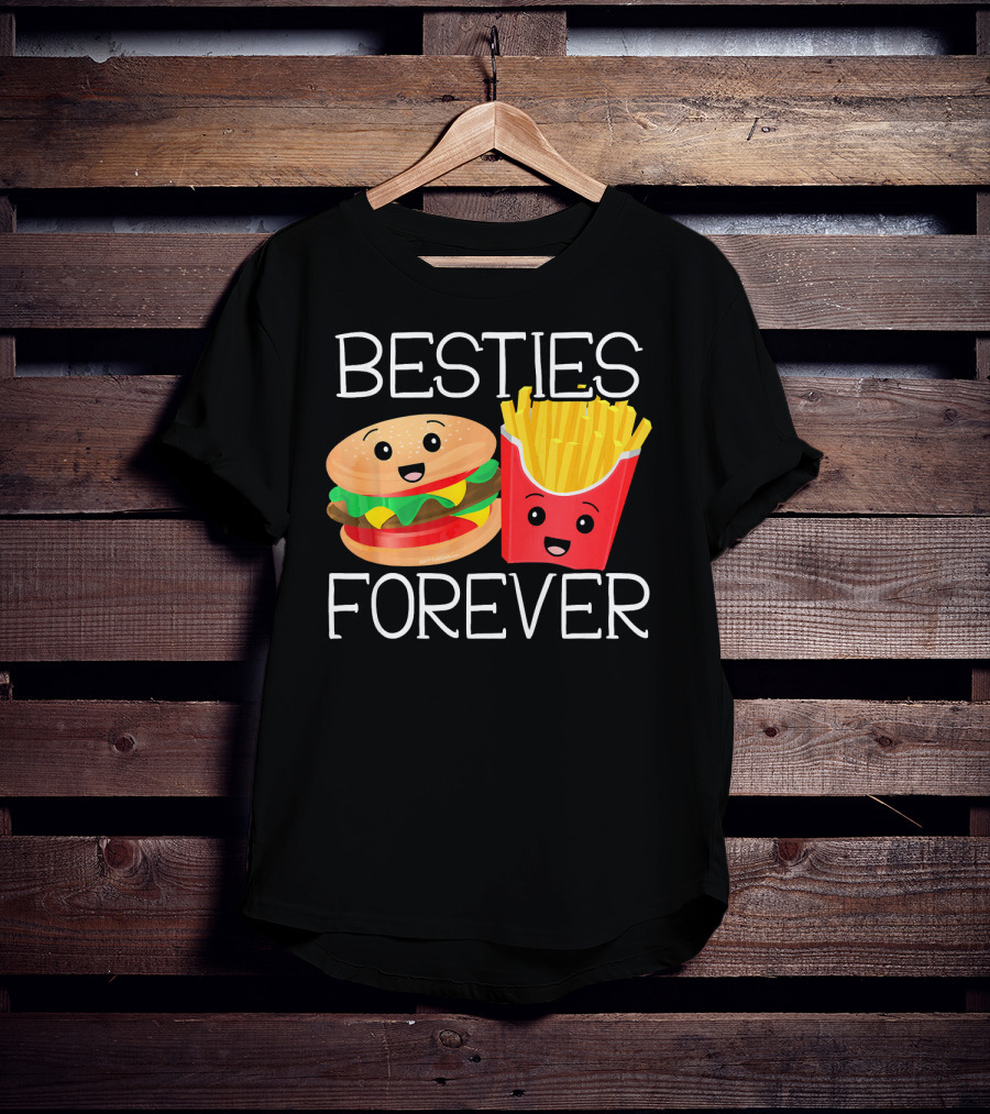 Besties Forever Smiling Hamburger And French Fries Duo T-Shirt