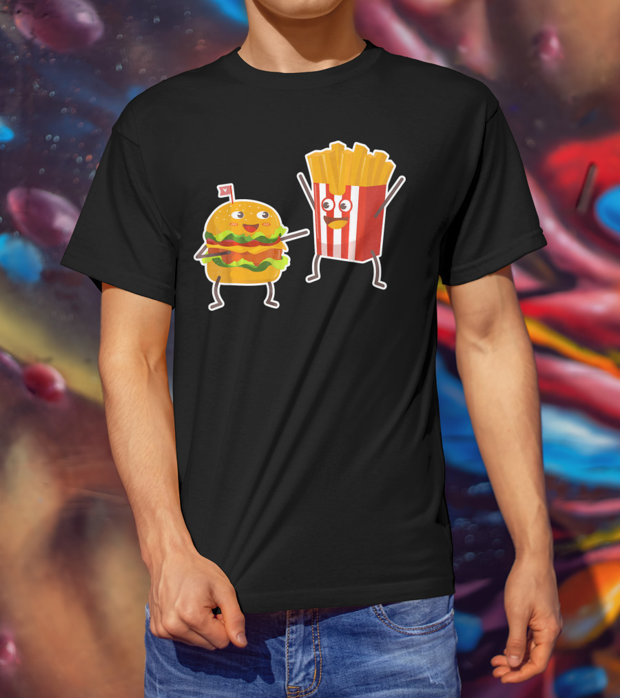 Hamburger And French Fries Happy Dance Duo T-Shirt