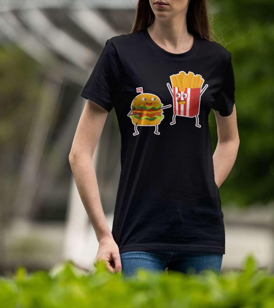 Hamburger And French Fries Happy Dance Duo T-Shirt