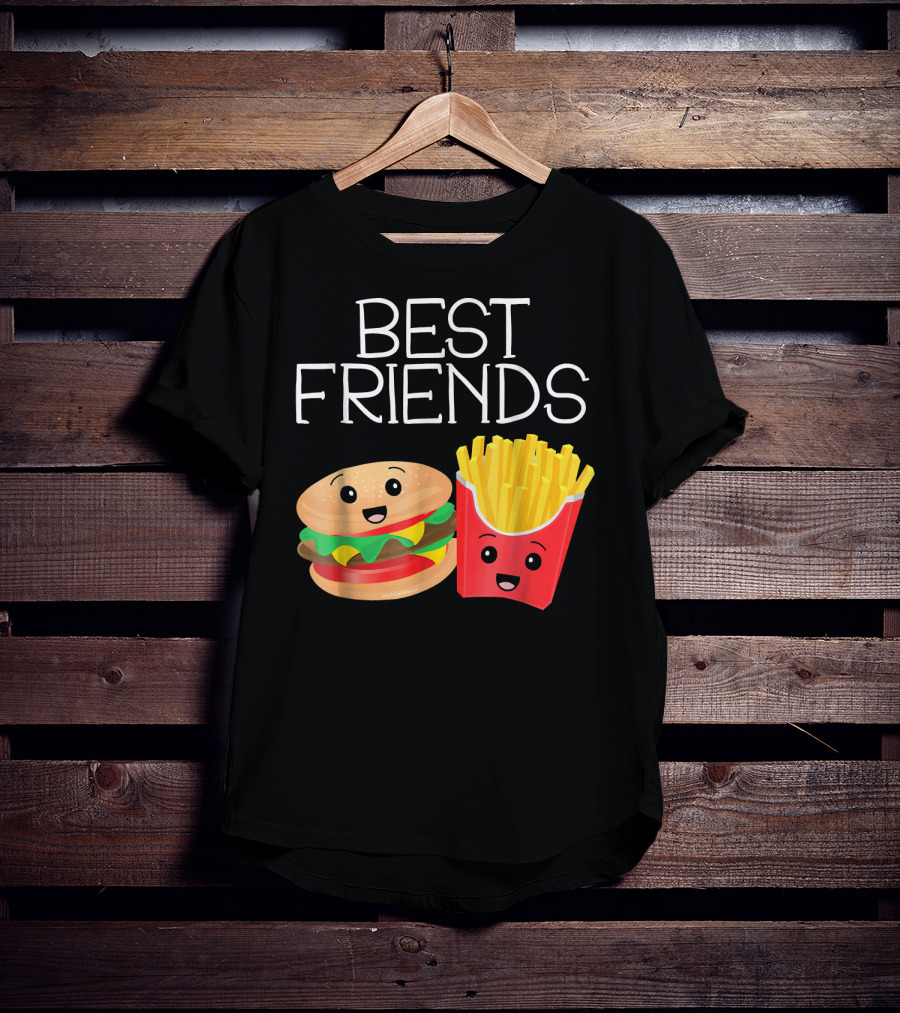 Best Friends Burger And French Fries Happy Faces T-Shirt