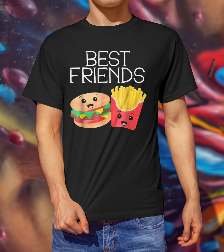 Best Friends Burger And French Fries Happy Faces T-Shirt