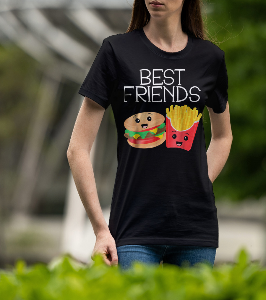 Best Friends Burger And French Fries Happy Faces T-Shirt