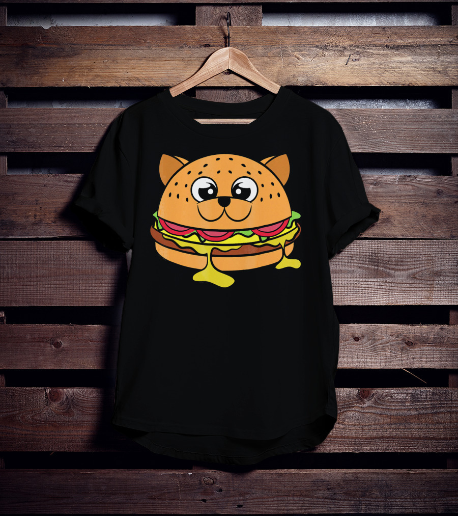 Funny Cheeseburger Cat Kitten Fastfood Burger T-Shirt