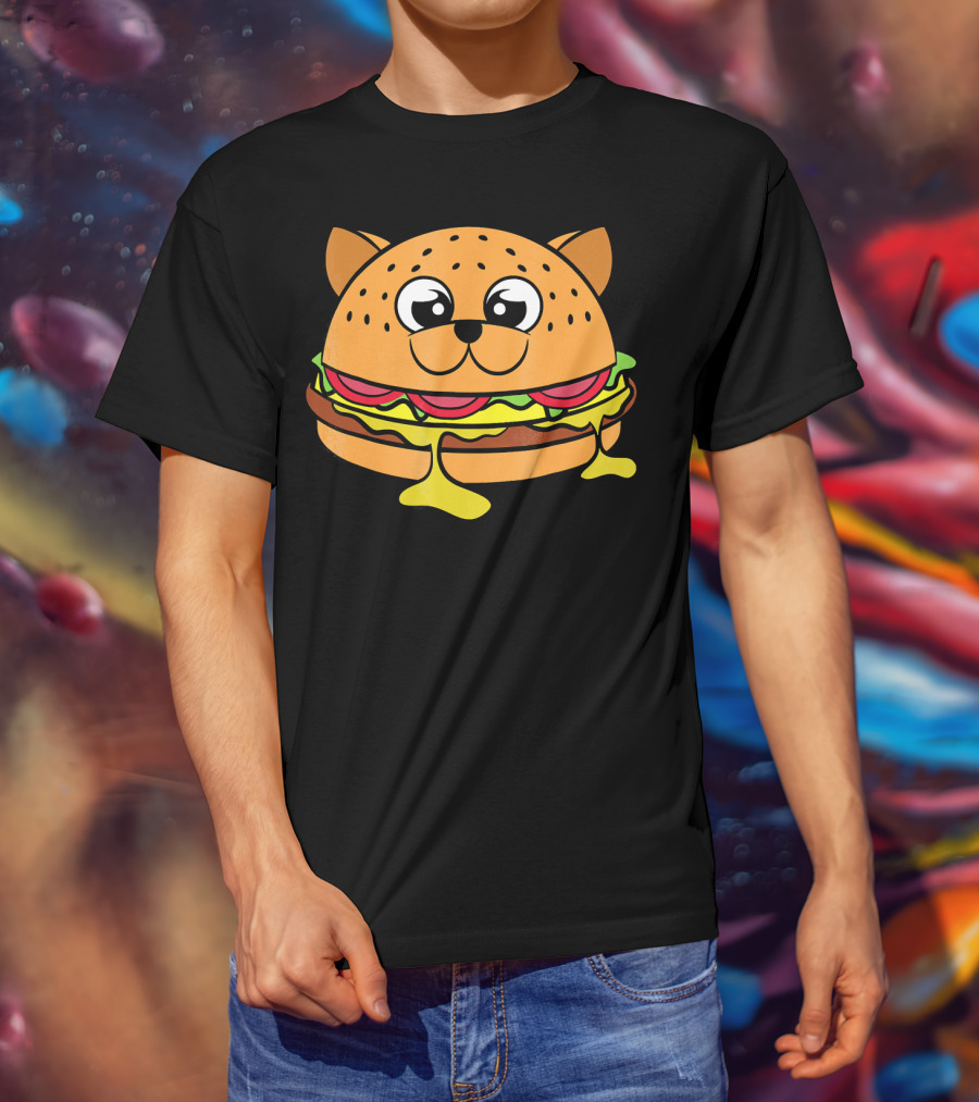 Funny Cheeseburger Cat Kitten Fastfood Burger T-Shirt