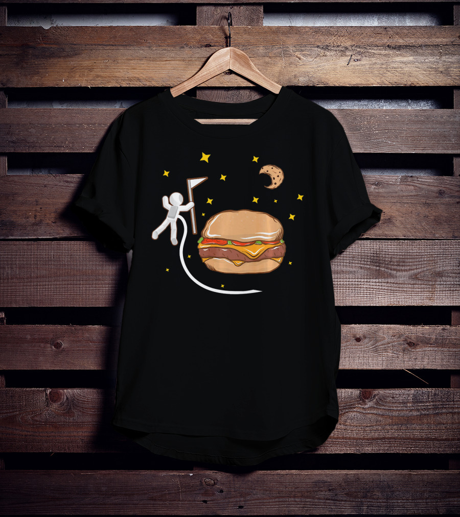 Astronaut Spacewalk Cheeseburger Adventure Moon Cookie T-Shirt