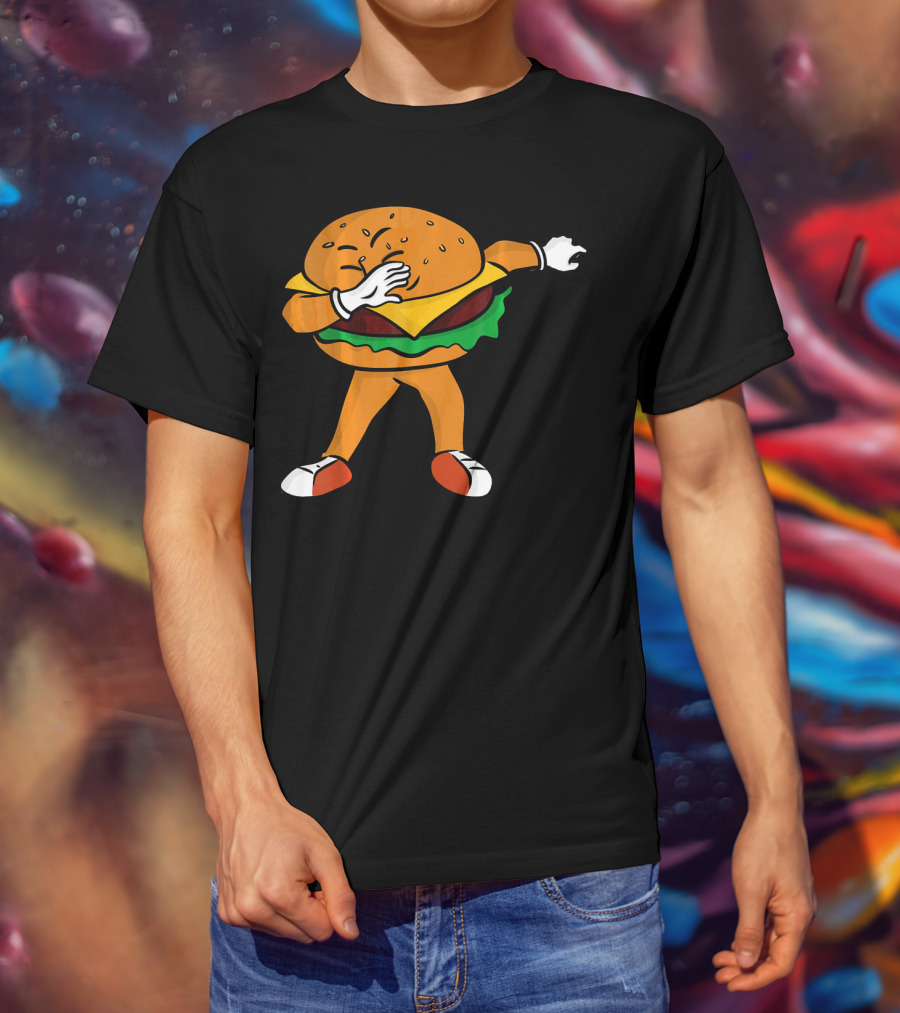 Dabbing Cheeseburger Character Dance T-Shirt
