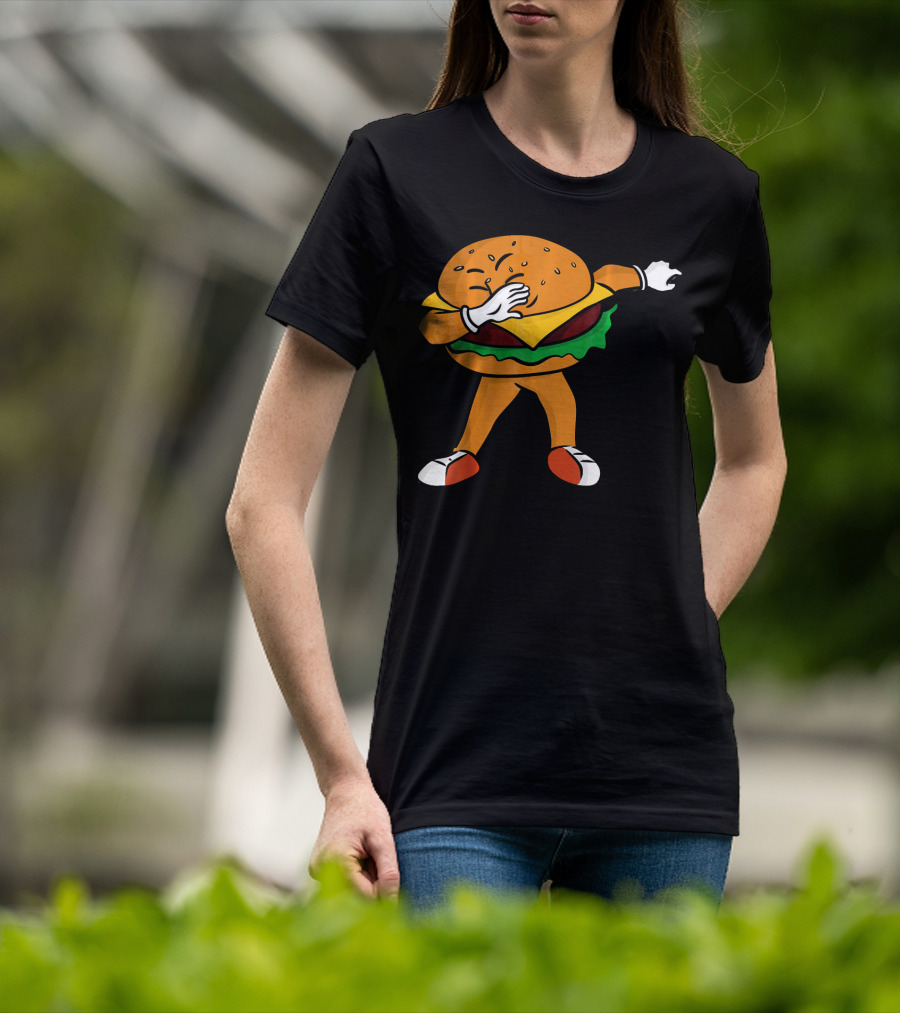 Dabbing Cheeseburger Character Dance T-Shirt