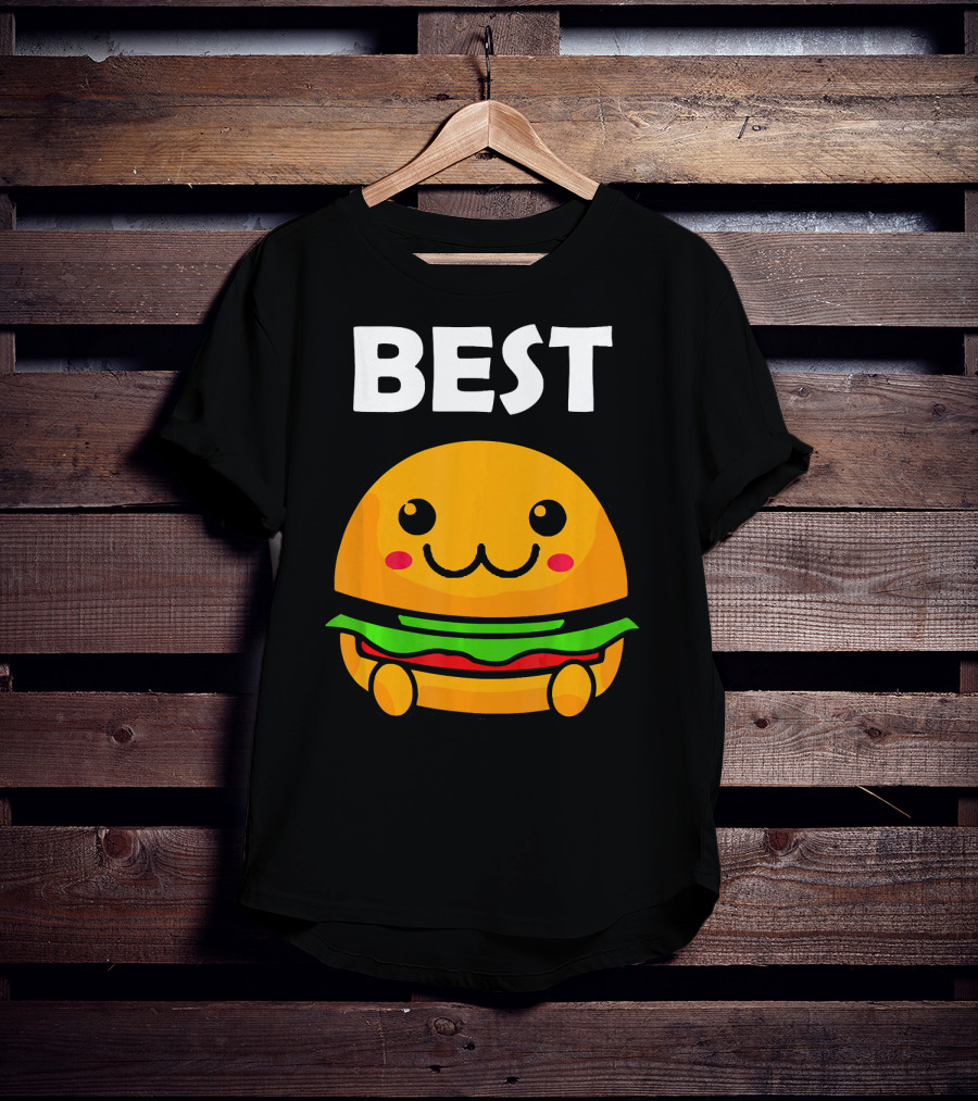 Burger Matching Fries Best Friend Novelty Best Cute Kawaii Face T-Shirt