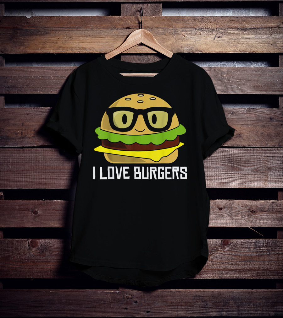 I Love Burgers Cheeseburger Glasses Cute Hamb T-Shirt