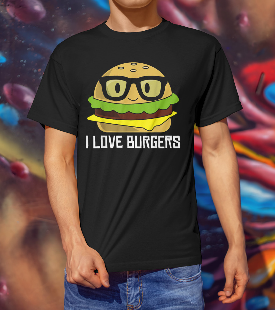 I Love Burgers Cheeseburger Glasses Cute Hamb T-Shirt