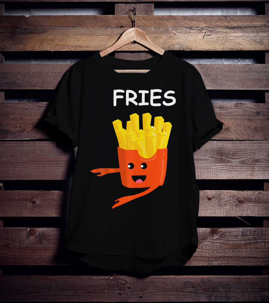 Funny Burger FRIES Matching Couples Vale Playful Cartoon T-Shirt