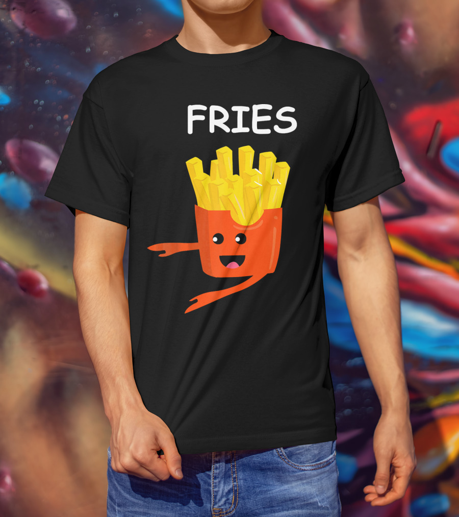 Funny Burger FRIES Matching Couples Vale Playful Cartoon T-Shirt