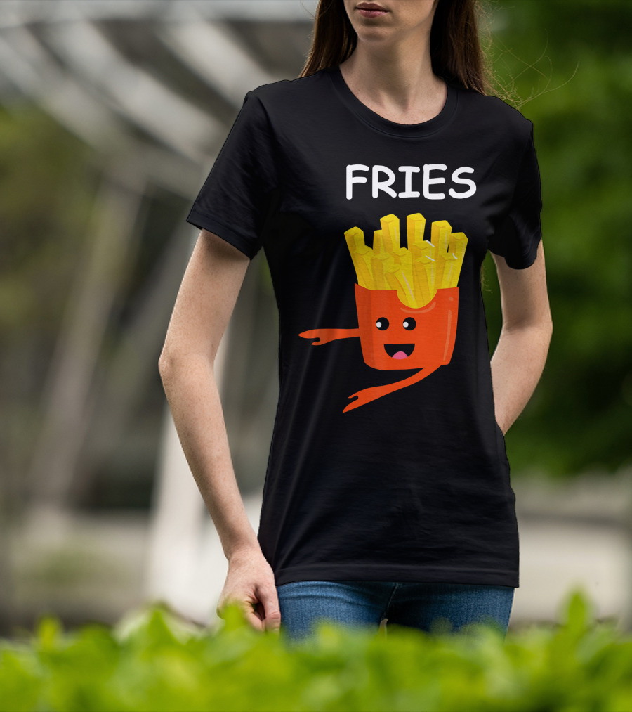Funny Burger FRIES Matching Couples Vale Playful Cartoon T-Shirt