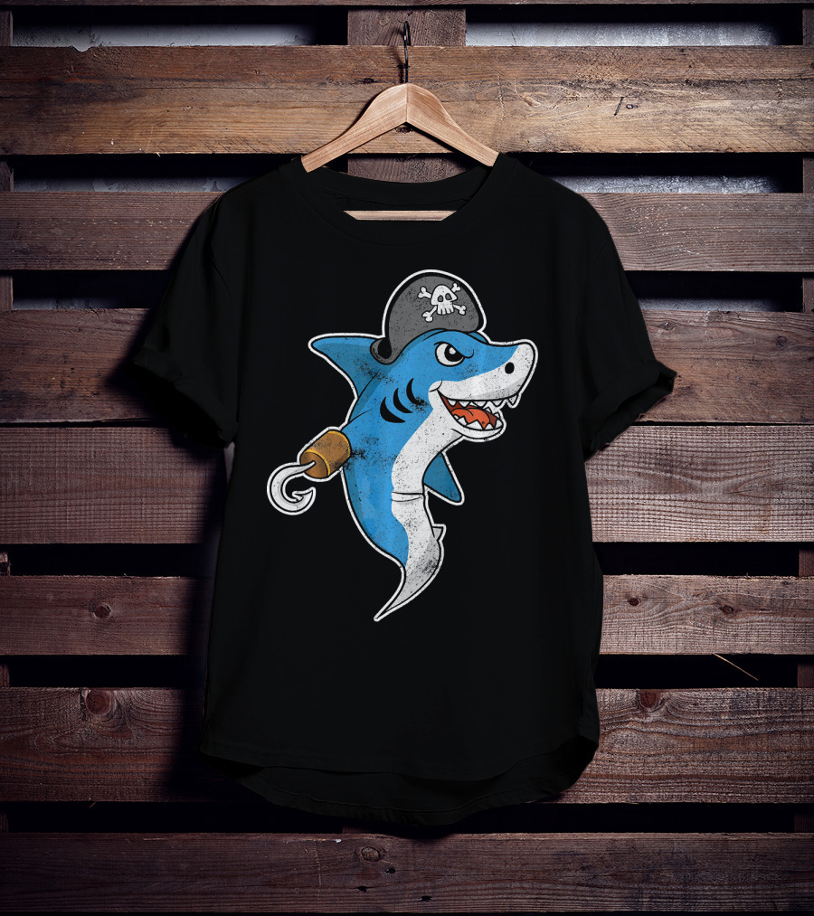 Pirate Shark With Hook And Pirate Hat T-Shirt