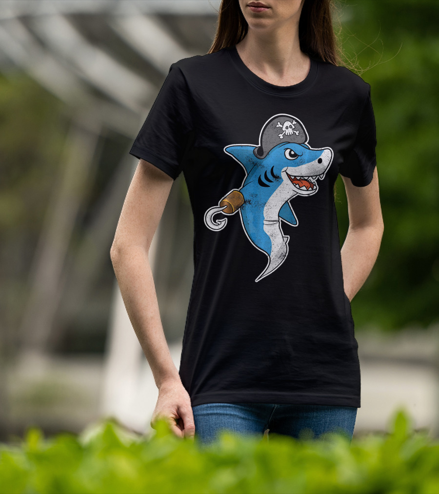 Pirate Shark With Hook And Pirate Hat T-Shirt