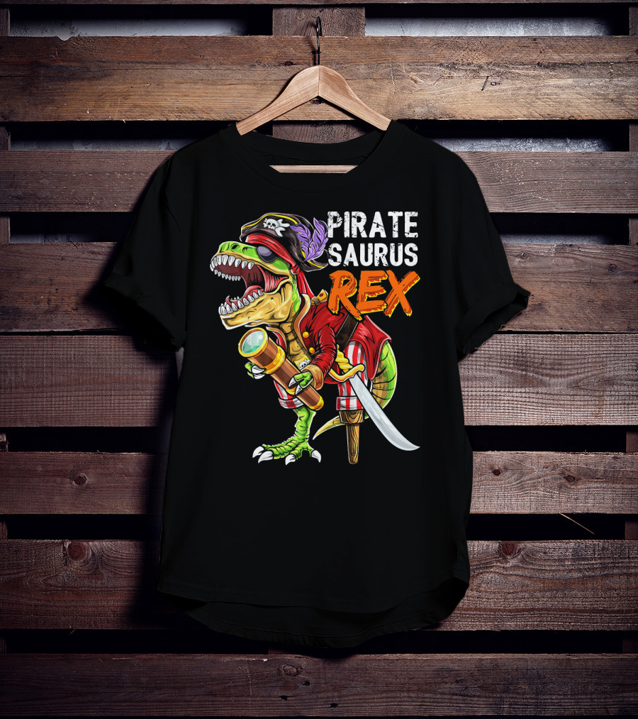Pirate Saurus Rex Dinosaur Pirate Hat T-Shirt