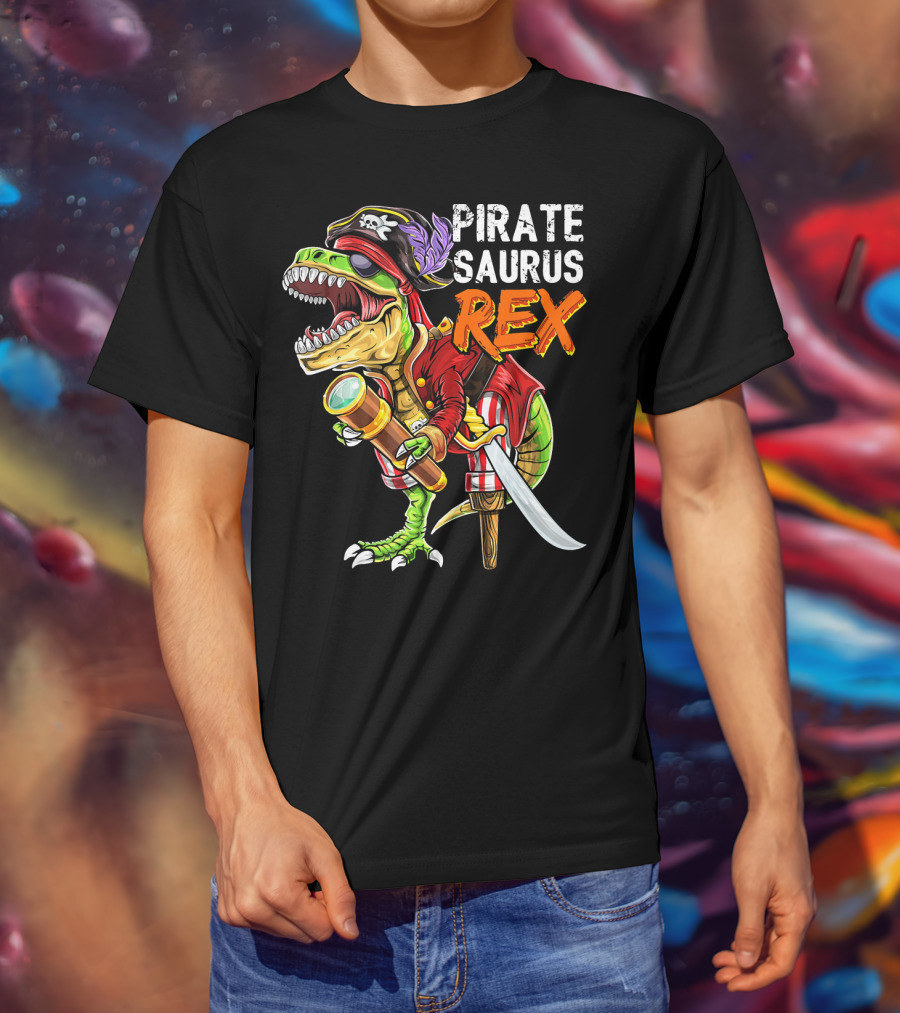 Pirate Saurus Rex Dinosaur Pirate Hat T-Shirt