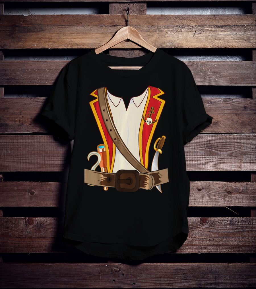 Funny Pirate Halloween Costume With Sword And Telescope T-Shirt