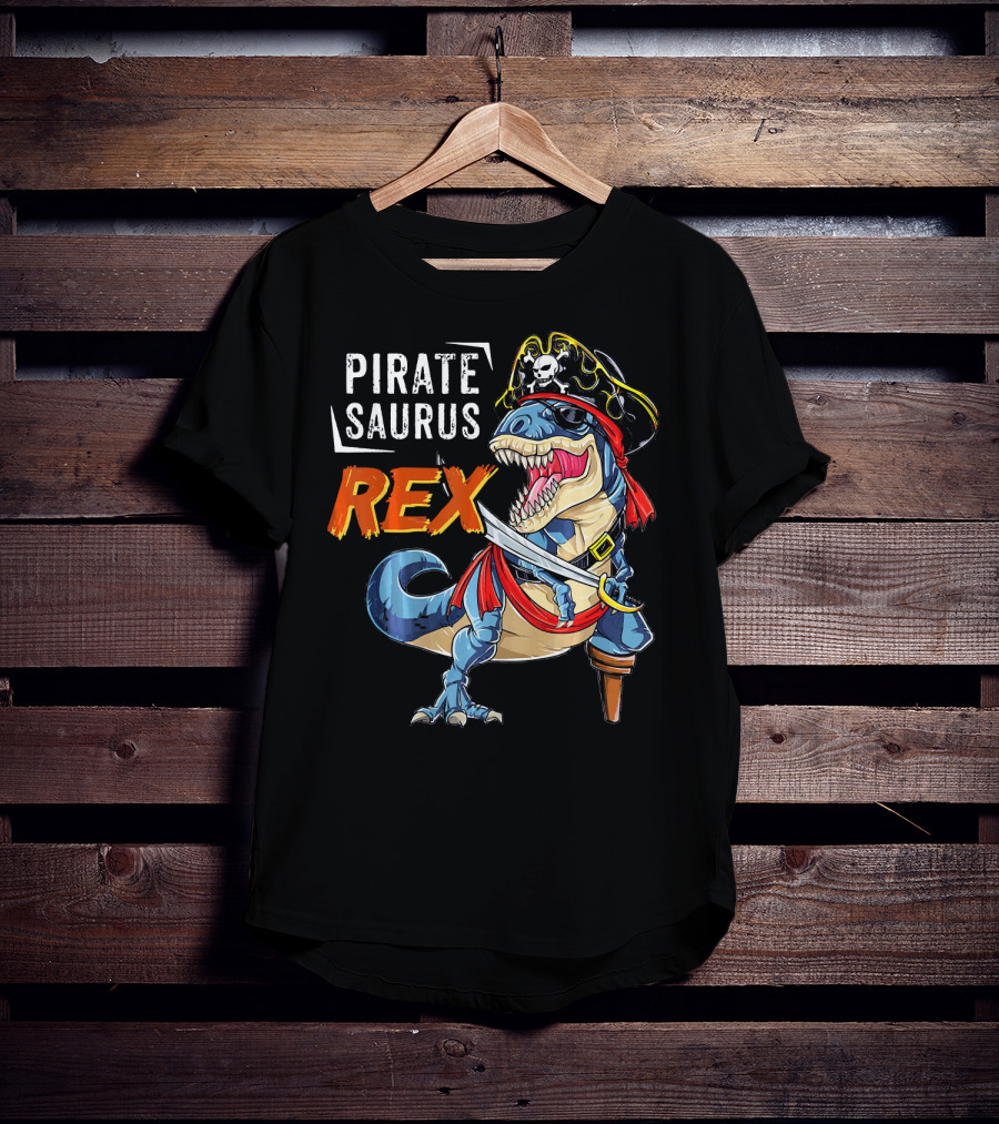 Pirate Saurus Rex Dinosaur Pirate Halloween Costume Hat T-Shirt