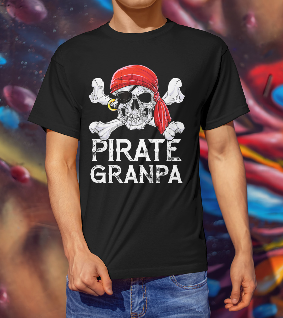 Pirate Granpa Jolly Roger Skull And Crossbones T-Shirt