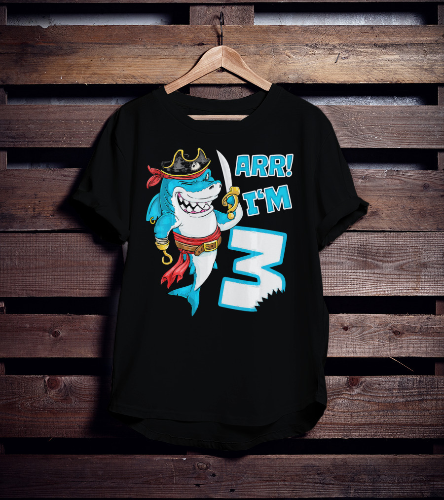 ARR I'm 3 Pirate Shark 3rd Birthday T-Shirt