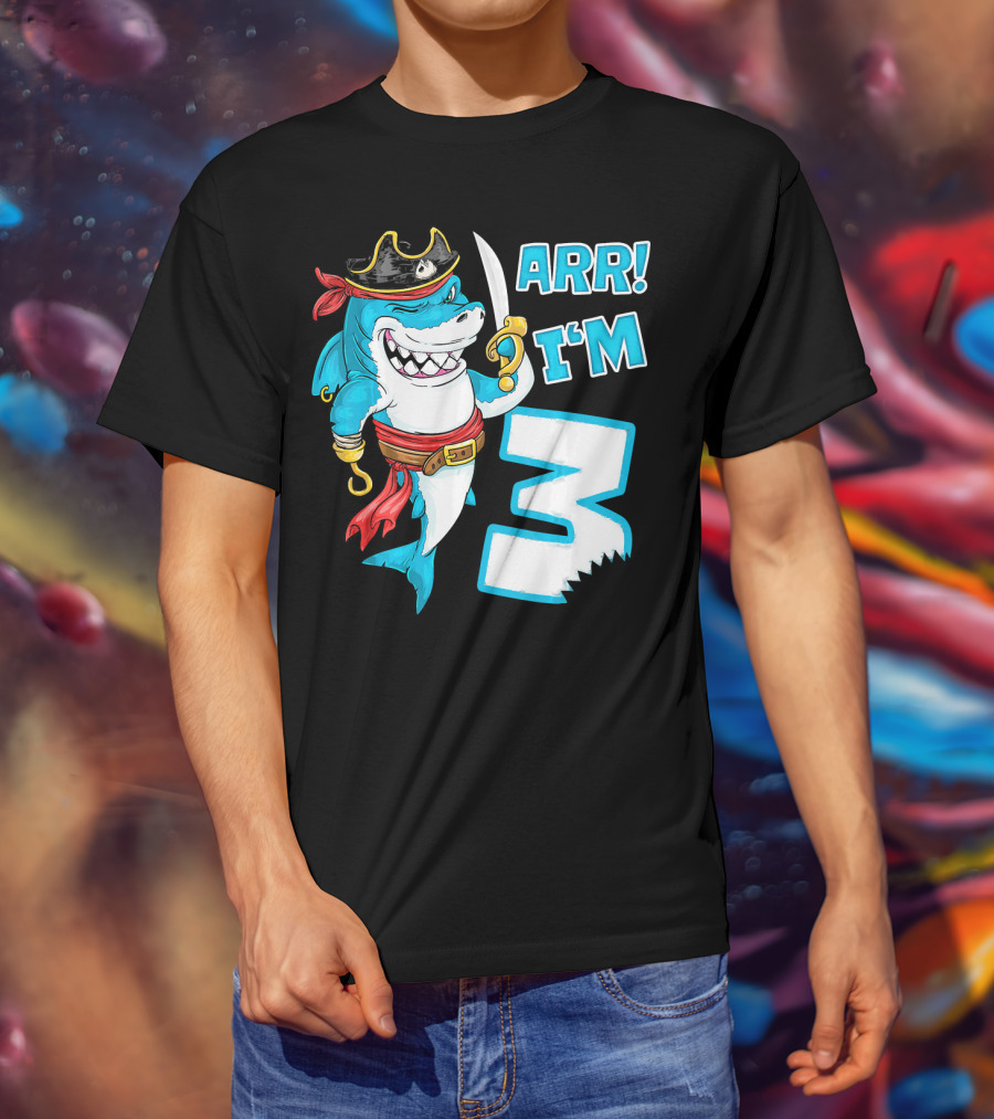 ARR I'm 3 Pirate Shark 3rd Birthday T-Shirt