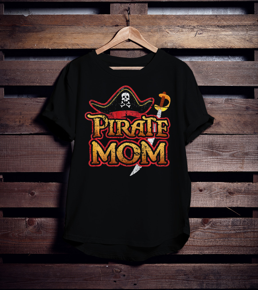Pirate Mom Hat And Sword Birthday Party Cruise T-Shirt
