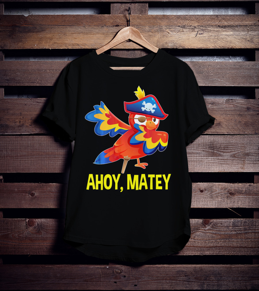 Ahoy Matey Dabbing Parrot With Pirate Hat And Skull Emblem T-Shirt