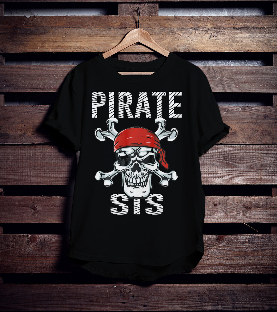 PIRATE SIS Skull Crossbones Red Bandana T-Shirt
