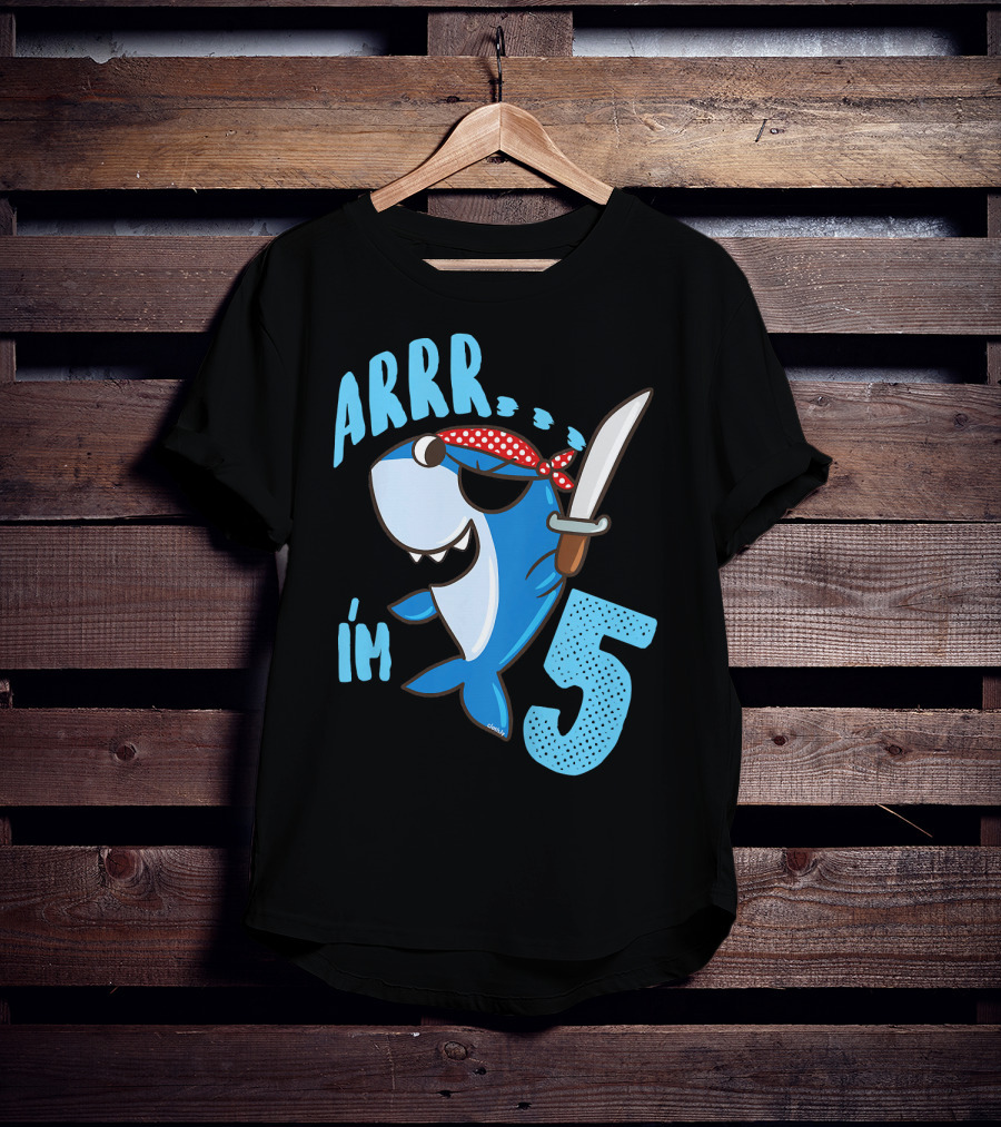 ARRR I'm 5 Boys Shark Pirate Birthday Idea T-Shirt