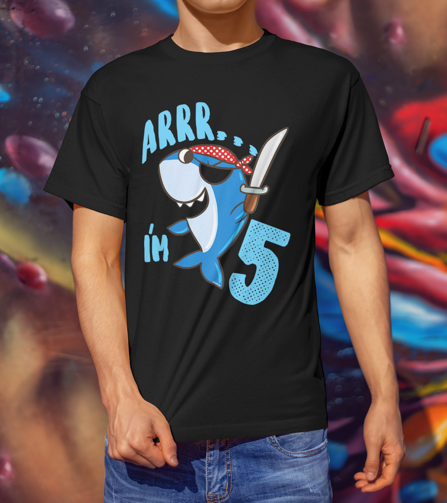 ARRR I'm 5 Boys Shark Pirate Birthday Idea T-Shirt