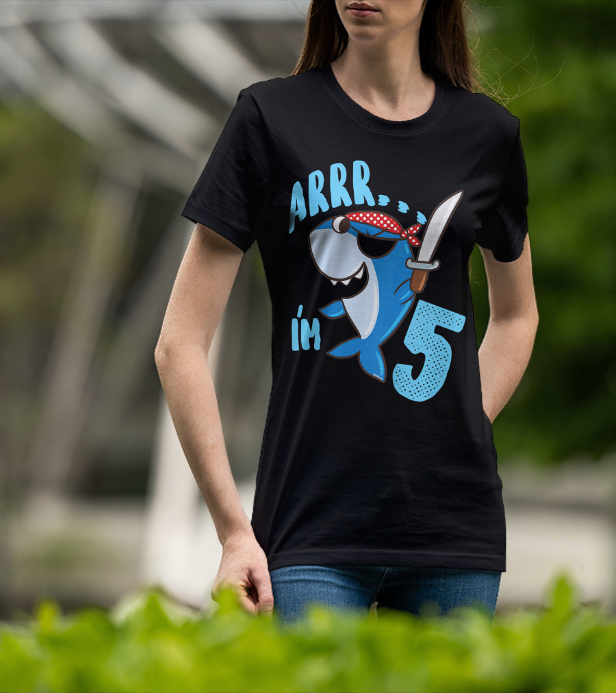 ARRR I'm 5 Boys Shark Pirate Birthday Idea T-Shirt