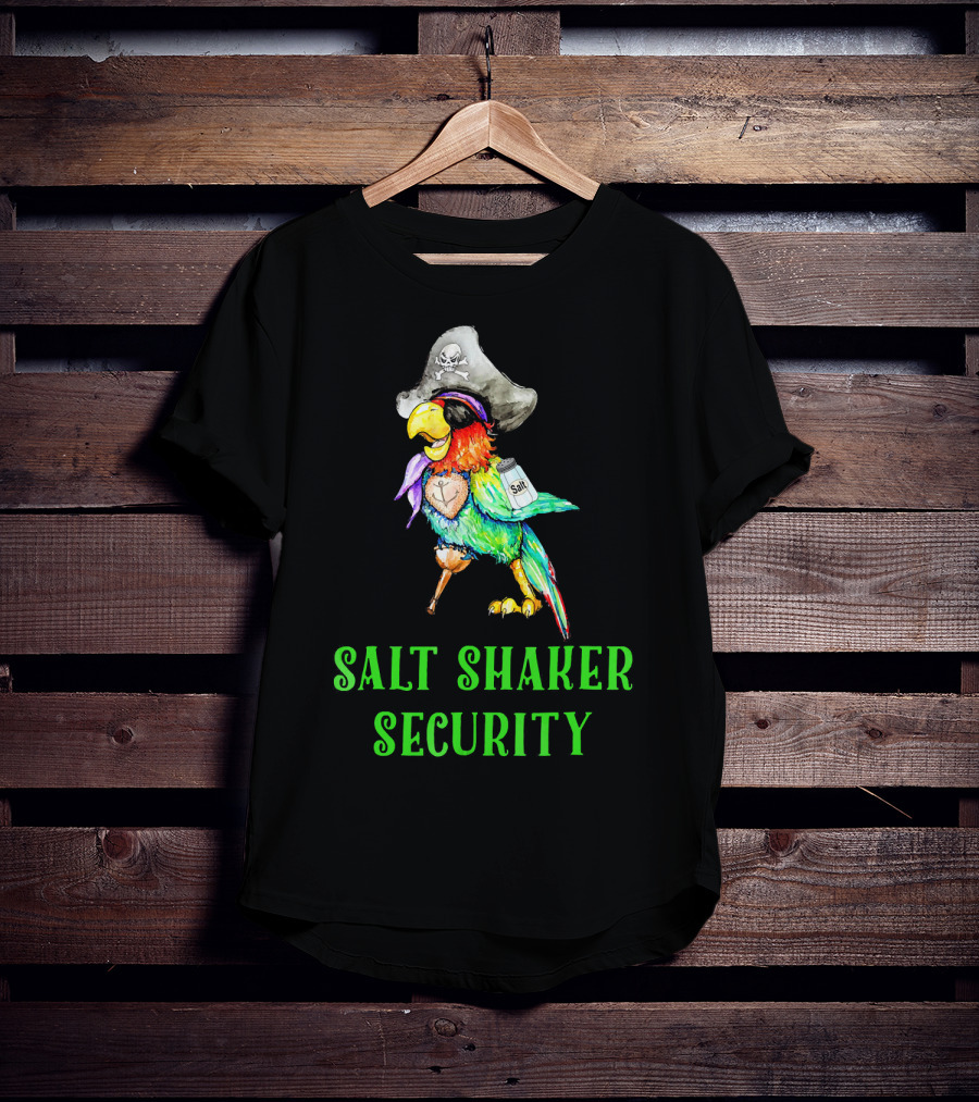 Salt Shaker Security Pirate Head Parrot With Eyepatch And Peg Leg T-Shirt