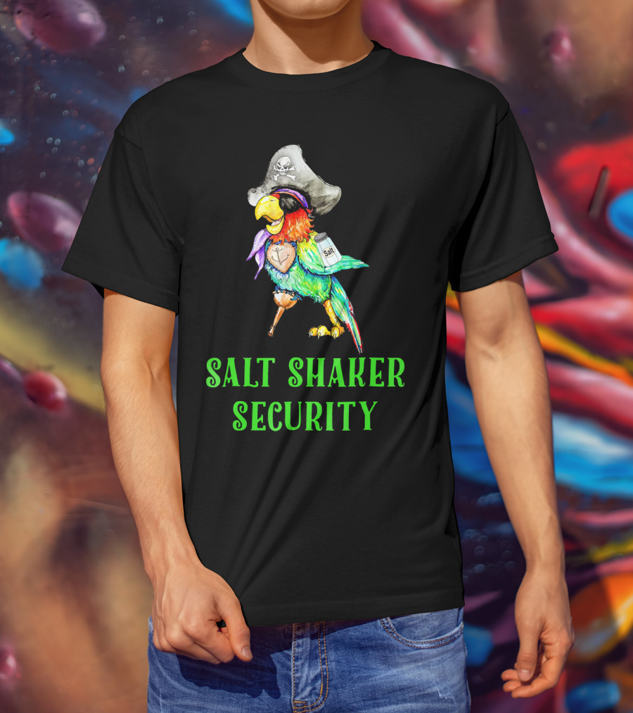 Salt Shaker Security Pirate Head Parrot With Eyepatch And Peg Leg T-Shirt
