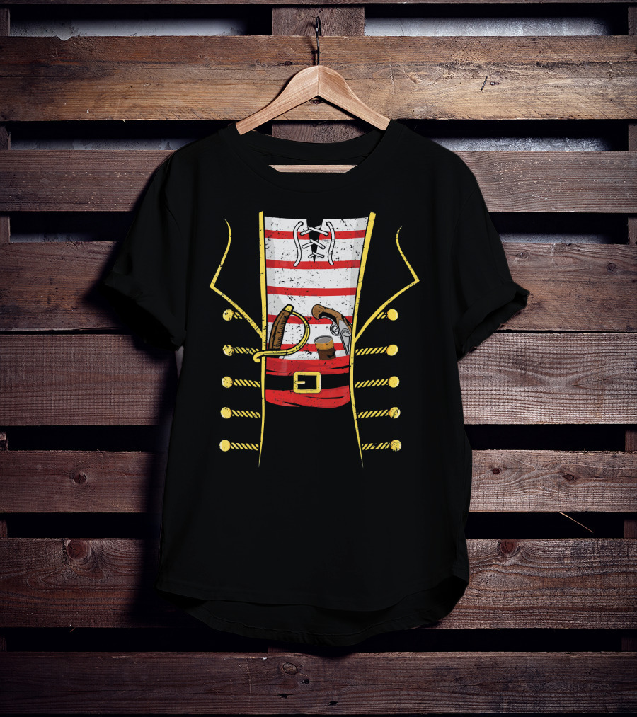 Distressed Pirate Costume With Sword And Gun Halloween Pirate T-Shirt