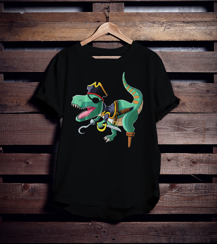 Pirate Rex Dinosaur With Hook And Peg Leg T-Shirt