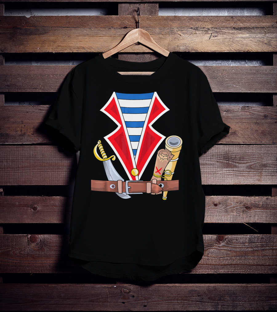 Halloween Pirate Costume Kids Pira Treasure Sword Map Spyglass T-Shirt