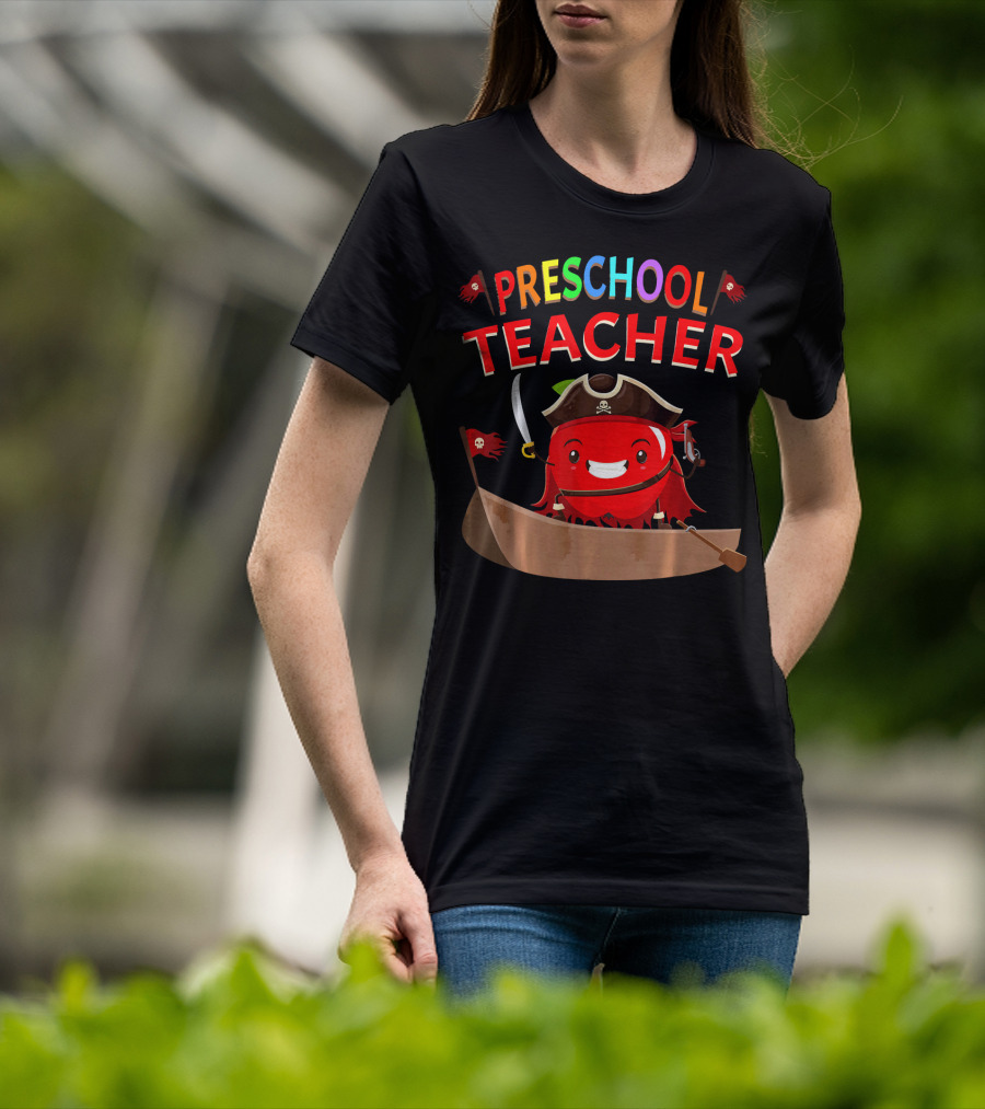 Preschool Teacher Pirate Apple Costume Halloween T-Shirt