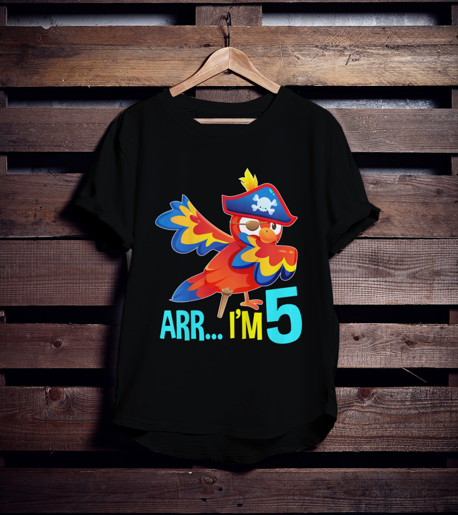 Arr I'm 5 Dabbing Parrot Pirate Kids T-Shirt