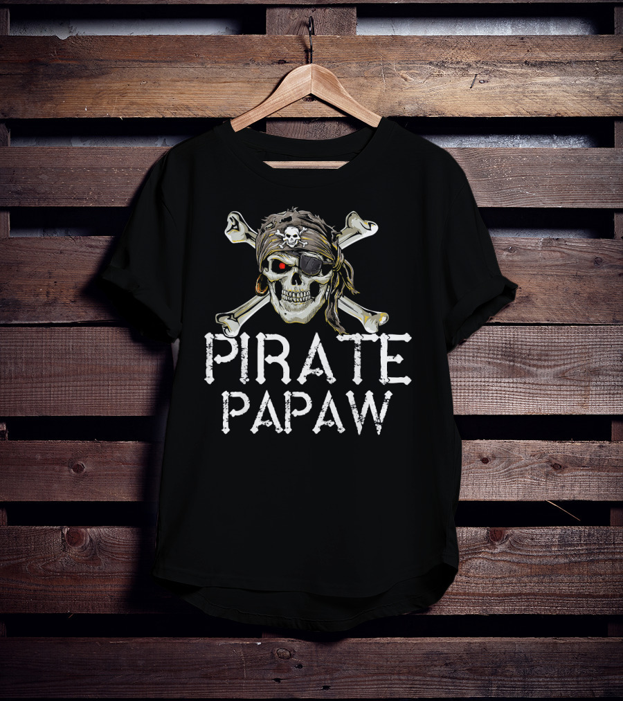 Pirate Papaw Skull Crossbones Eyepatch Bandana T-Shirt