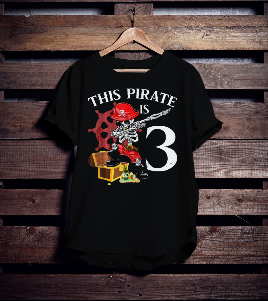 This Pirate Is 3 Funny Dabbing Pirate Birthday T-Shirt