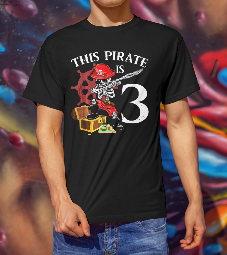 This Pirate Is 3 Funny Dabbing Pirate Birthday T-Shirt