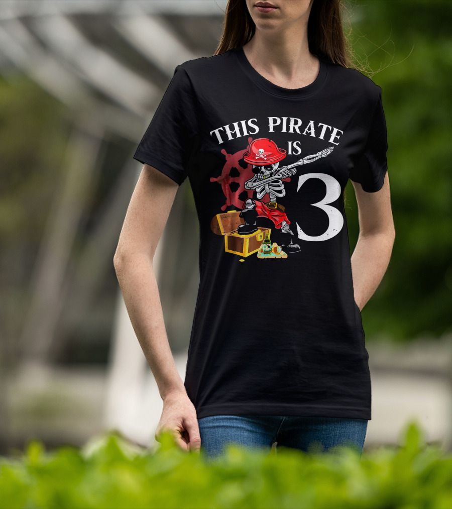 This Pirate Is 3 Funny Dabbing Pirate Birthday T-Shirt