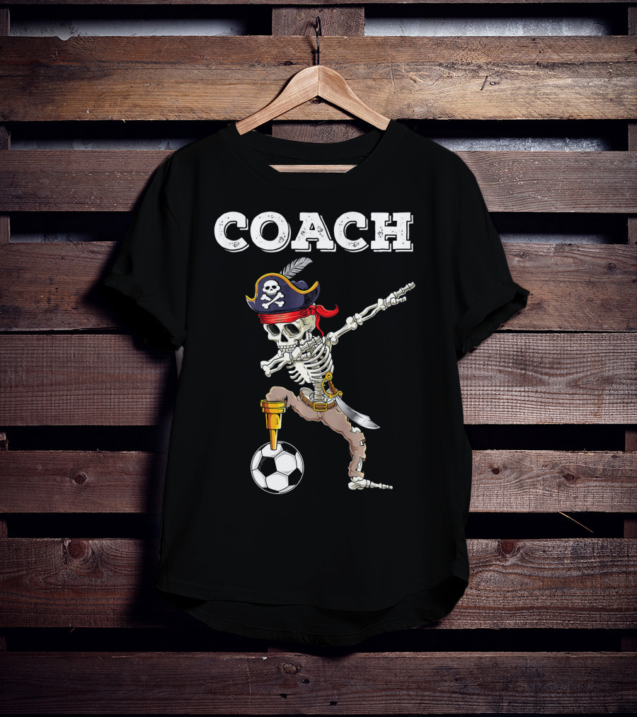 COACH Dabbing Skeleton Futbol Pirate Dab Soccer T-Shirt