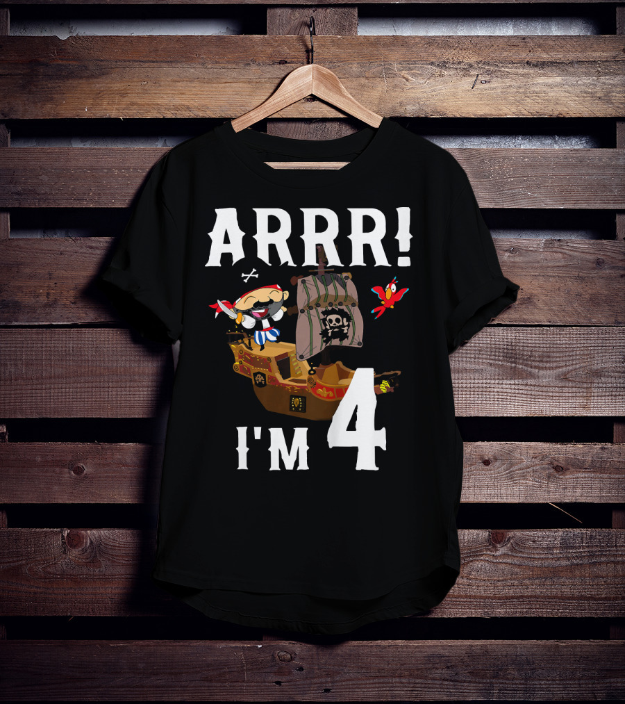 ARRR I'm 4 Pirate Birthday Kids T-Shirt