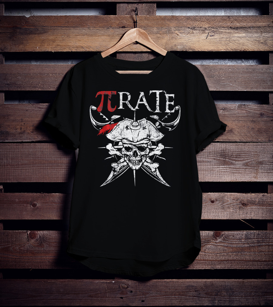 Pi Rate Pirate Skull With Crossbones Math Humor National Pi Day T-Shirt