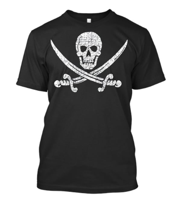 Jolly Roger Skull And Crossed Cutlasses Pirate Emblem T-Shirt